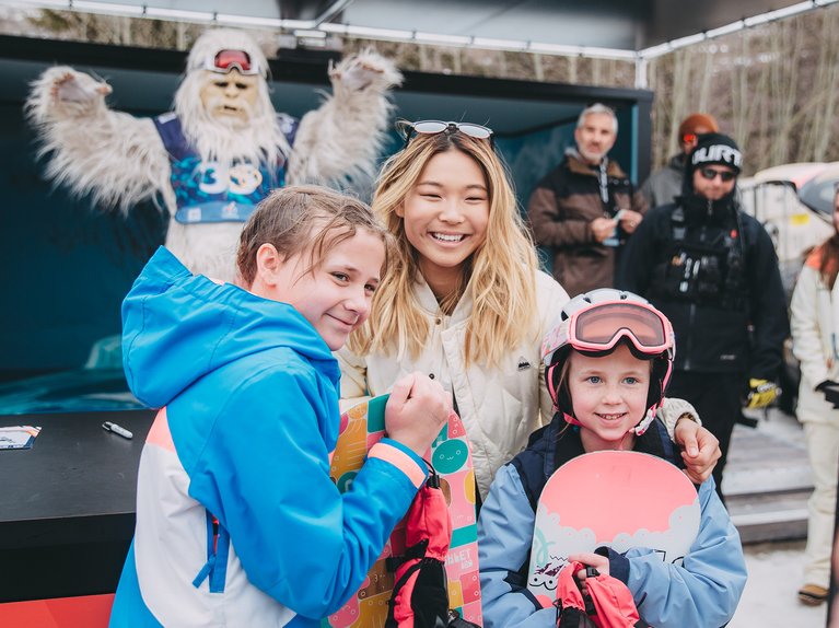 Chloe Kim Posing with fans at the Burton U·S·Open