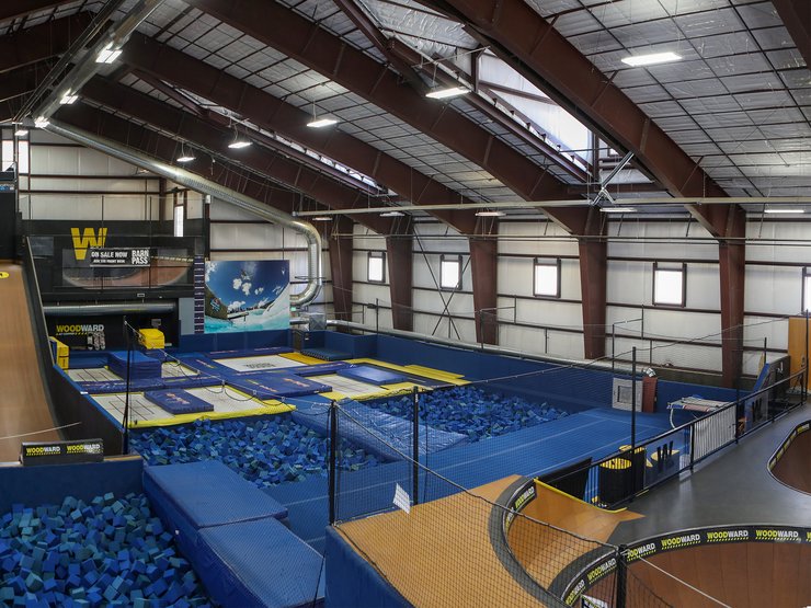 ...trampolines, gymnastics floors, mini ramps, bowls... It's a playground for all ages.