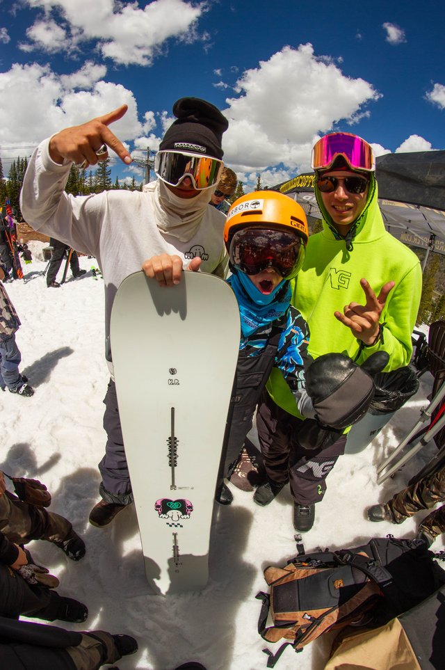 Sy and Hollis stoking out a camper with a new board!