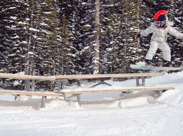 Young Julia Marino snowboarding